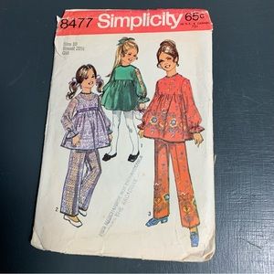 Simplicity Vintage Girls Sewing Pattern - Dress Top Jumper Pants 60s 70s